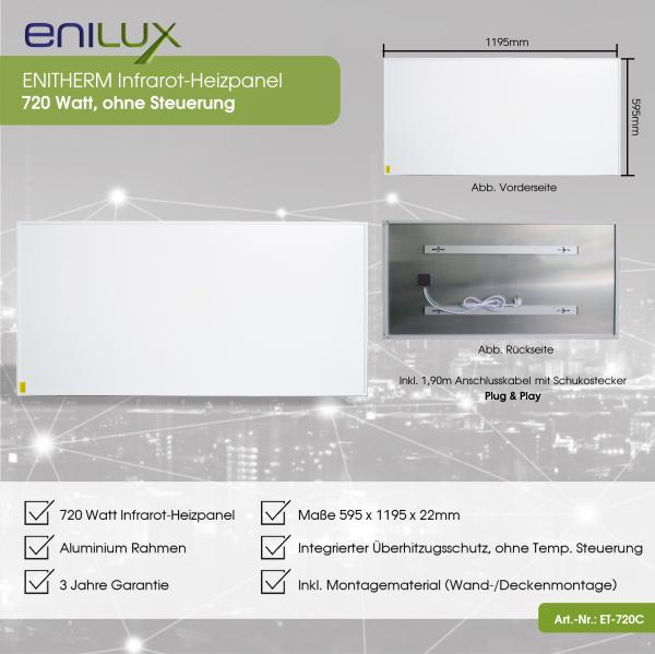 Enilux Infrarot-Heizpanel 720W ohne Steuerung